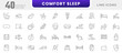 © RI Rafiq - Comfort sleep line icon collection. Morning, bed, pillow, sleepy, day dreaming, night, blanket, and deep sleep icon set. UI outline icon pack