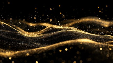 Sticker - Abstract Golden Glitter Waves