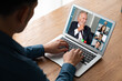 © InfiniteFlow - Business people on video conference for modish virtual group meeting of corprate business office workers