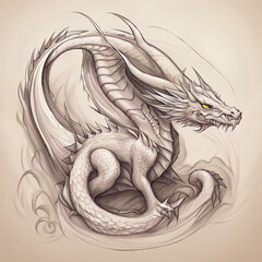 Wall Mural - dragon sketch illustration background