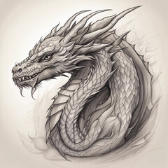 Canvas Print - dragon sketch illustration background