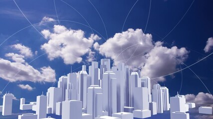 Wall Mural - Network city communication technology business CG background