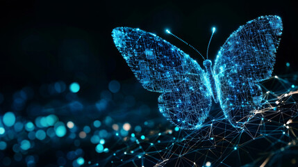 Wall Mural - digital butterfly: a glowing network of light