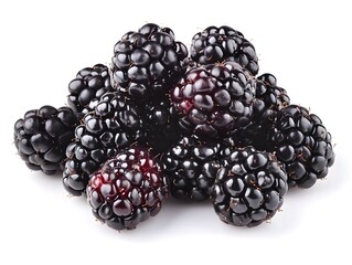 Wall Mural - Blackberries in a pile isolated on white background