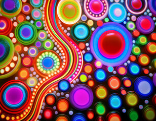 Bright Polka Dot Pattern Abstract and Playful Retro Design with Colorful Circles and Bold Background