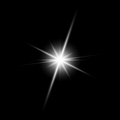 Wall Mural -  Bright star with small central glow and long sparkling rays. Jpg illustration. Use transparency mode. 