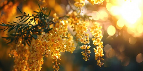 Canvas Print - Spring s Embrace Acacia Tree Blossoming with Nature s Jewels