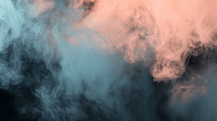 Swirling orange and blue smoke creates mesmerizing patterns on a black background, evoking flowing water. Mystical and dynamic, ideal for artistic designs