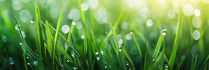 Wall Mural - Morning Dew on Lush Grass