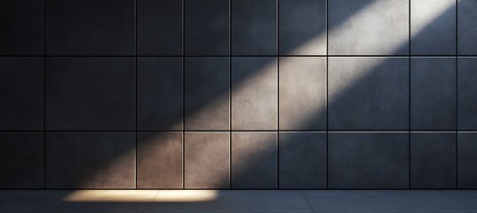 Wall Mural - A dark, textured concrete wall with a light beam providing text space