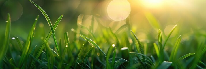 Canvas Print - Soft Focus on Green Grass in a Natural Setting