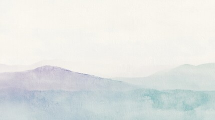 Abstract nature scene with misty mountains fading in the background, painted in a minimalist style with watercolor paint