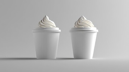 This set of realistic 3D modern icons includes a mockup of dairy yogurt with a lid and top and side views, all isolated against a white background.