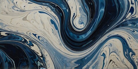 Wall Mural - Abstract blue and white background illustration 3d rendered waves of liquid paint on white background surface