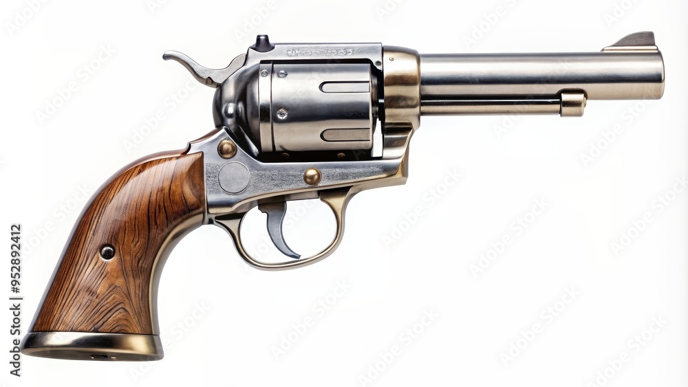 Five shot 38 caliber single action revolver handgun isolated, firearm, gun, weapon, pistol, revolver