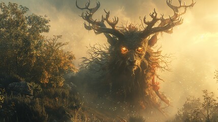 Poster - Mythical Tree Deer Monster