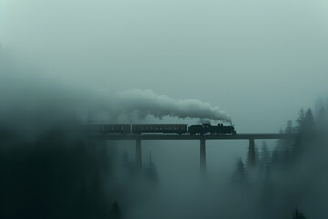 Steam Train Going Over a Bridge | Iconic Vintage Locomotive Crossing Scenic Railway Bridge