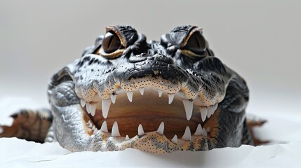 Wall Mural - Close-up of a Crocodile's Open Mouth Showing Sharp Teeth