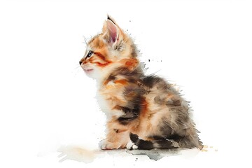 Sticker - Watercolor Kitten Portrait