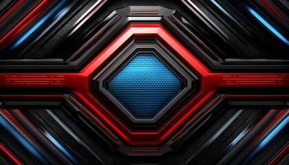 Poster - Abstract Geometric Pattern with Red and Blue Accents