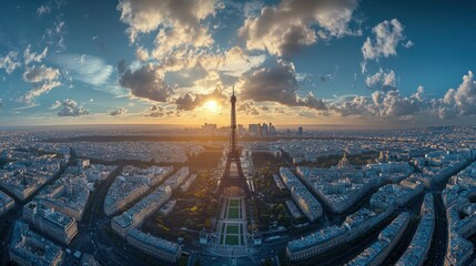 lovely panoramic view of Paris, France's Eiffel Tower 