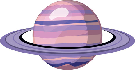 Sticker - planet with ring cartoon icon. space body symbol