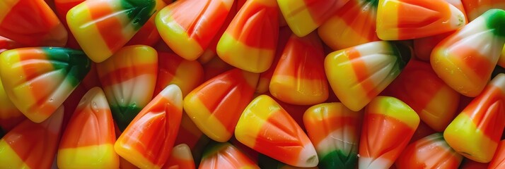 Wall Mural - Close-up of a colorful candy corn display