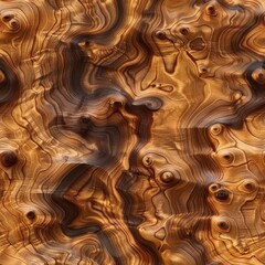 Wall Mural - Richly polished walnut burl with complex, swirling grain, perfect for highend rifle stocks, luxury wood texture, heritage craftsmanship