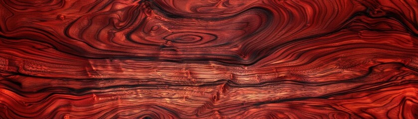 Wall Mural - Polished padauk wood with bright red tones and fine grain, ideal for luxury furniture accents, luxury wood texture, vivid refinement