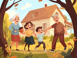 Poster - family in autumn park