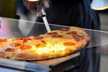 Pizza close up from food truck