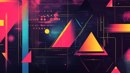 Poster - Abstract Geometric Artwork with Vibrant Colors and Lines