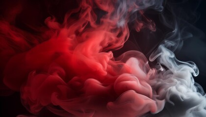 Wall Mural - abstract red and grey smoke interaction on a dark background