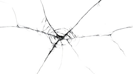 cracked screen texture black line illustration isolated. surface destruction or break effect, wall g