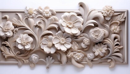 Wall Mural - an artistic masterpiece a bas relief flowers beauty and aesthetics all in one