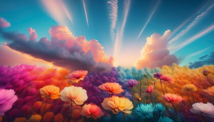 Canvas Print - abstract art wallpaper of illusion of colored flowers in the sky