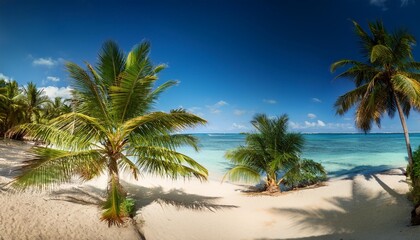 Canvas Print - secluded relaxation on the beach among palm trees in summer