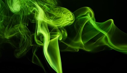 Wall Mural - green smoke on black background by generative ai