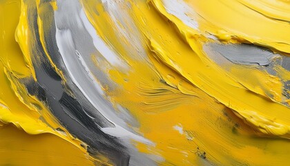 Wall Mural - yellow and gray abstract brush strokes vibrant texture modern art