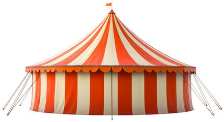 Circus tent isolated on transparent background. Striped red and white carnival or festival amusement arena for entertainment performance event, vintage park attraction celebration show, theater decor