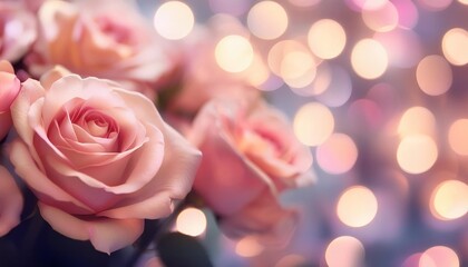 Wall Mural - roses flower with bokeh blur background imbuing the scene with romantic charm and floral elegance