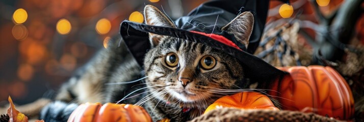 Wall Mural - Cat in Halloween costume