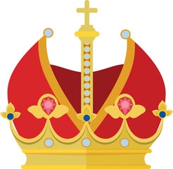 Sticker - Luxury vintage golden crown. Royalty color icon