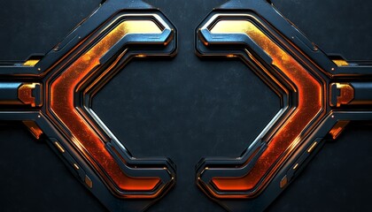 Poster - Abstract Metallic Frame with Orange Glowing Edges