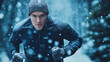 © Nemanja - Determination in man jogging outdoors in the snowy winter landscape, showcasing the dedication of an athlete training for fitness and endurance in cold weather, running workout