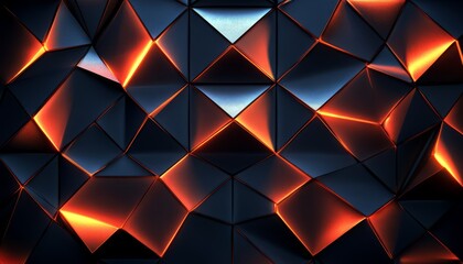 Wall Mural - Abstract Geometric Pattern with Glowing Orange Lines