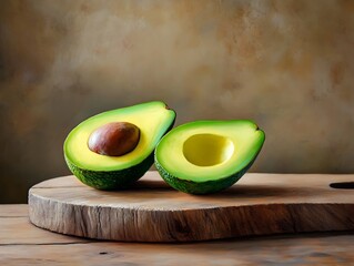 Vibrant Avocado Sliced on Rustic Wooden Board Brain Boosting Superfood in Retro Styled Kitchen Setting