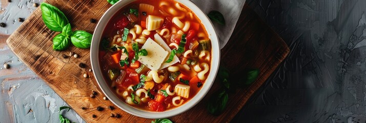 Canvas Print - Vegetable Minestrone Soup Serving