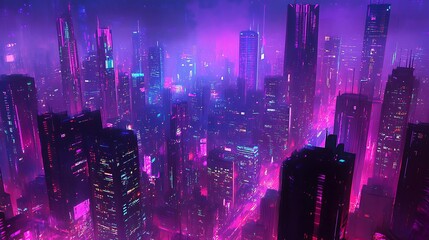 Poster - A Futuristic Cityscape Illuminated by Neon Lights