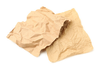 Sticker - Crumpled kraft paper sheets isolated on white